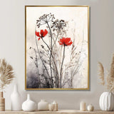 Red Grey Herb Garden I - Floral Canvas Wall Art