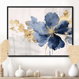 Blue White Hibiscus Tropical Harmony Flowers I - Floral Canvas Wall Art