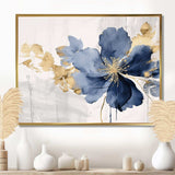 Blue White Hibiscus Tropical Harmony Flowers I - Floral Canvas Wall Art