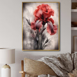 Red Black Iris Petal II - Floral Canvas Wall Art