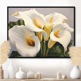 White Green Lily Serenade - Floral Canvas Wall Art