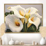 White Green Lily Serenade - Floral Canvas Wall Art