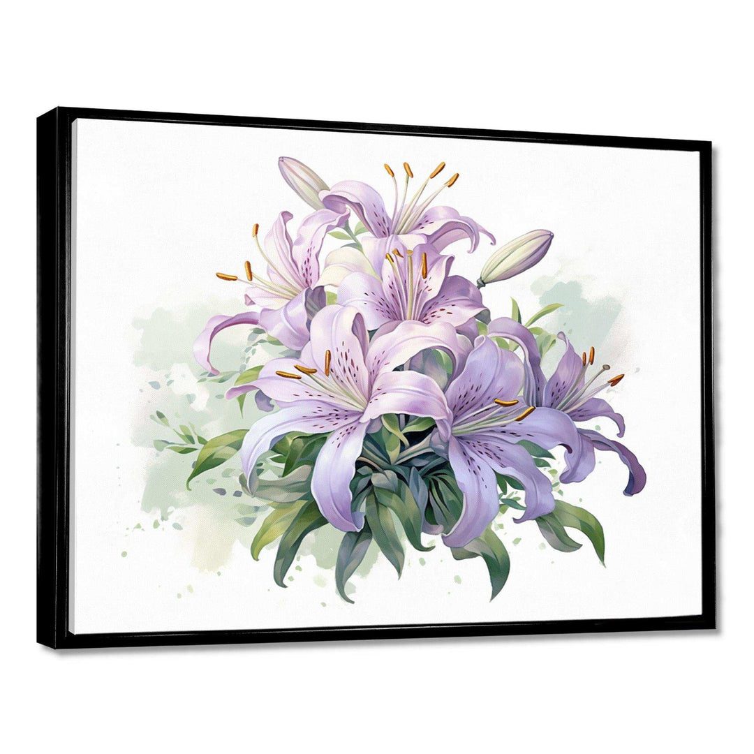 Purple Green Lily Symphony I - Floral Canvas Wall Art