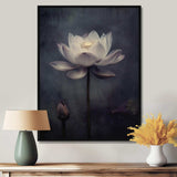 Grey Monochrome Lotus Symphony III - Floral Canvas Wall Art