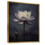 Grey Monochrome Lotus Symphony III - Floral Canvas Wall Art