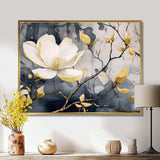 Yellow Grey Magnolias Nature Elegance III - Floral Canvas Wall Art