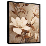 White Brown Magnolias Nature Serenity - Floral Canvas Wall Art