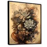 Grey Brown Succulent Resilience - Floral Canvas Wall Art