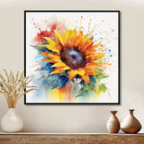 Yellow Blue Golden Sunflowers I - Floral Canvas Wall Art