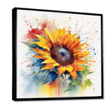 Yellow Blue Golden Sunflowers I - Floral Canvas Wall Art