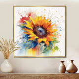 Yellow Blue Golden Sunflowers I - Floral Canvas Wall Art