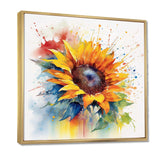 Yellow Blue Golden Sunflowers I - Floral Canvas Wall Art