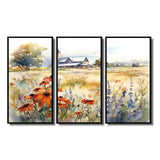 Green White Meadow At The Farm II - Split Panel Canvas Art