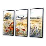 Green White Meadow At The Farm II - Split Panel Canvas Art