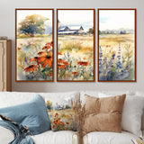Green White Meadow At The Farm II - Split Panel Canvas Art