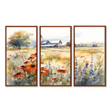 Green White Meadow At The Farm II - Split Panel Canvas Art