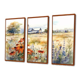 Green White Meadow At The Farm II - Split Panel Canvas Art