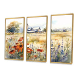Green White Meadow At The Farm II - Split Panel Canvas Art