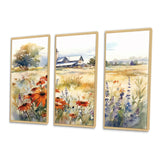 Green White Meadow At The Farm II - Split Panel Canvas Art