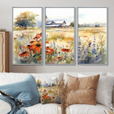 Green White Meadow At The Farm II - Split Panel Canvas Art