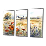 Green White Meadow At The Farm II - Split Panel Canvas Art