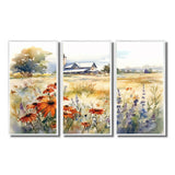 Green White Meadow At The Farm II - Split Panel Canvas Art