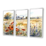 Green White Meadow At The Farm II - Split Panel Canvas Art
