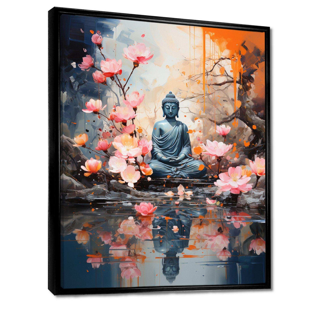 Floral Buddha In Meditation I - Spiritual Canvas Wall Art