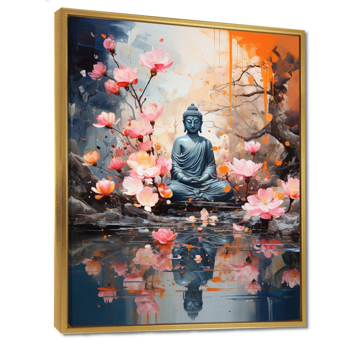 Floral Buddha In Meditation I - Spiritual Canvas Wall Art
