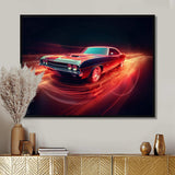 Muscle American Car Neon - Transportation Canvas Wall Art