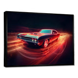 Muscle American Car Neon - Transportation Canvas Wall Art