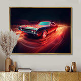 Muscle American Car Neon - Transportation Canvas Wall Art