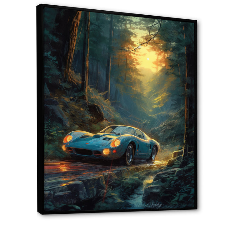Forest Drives In Classic Car I - Car Vintage Canvas Wall Art