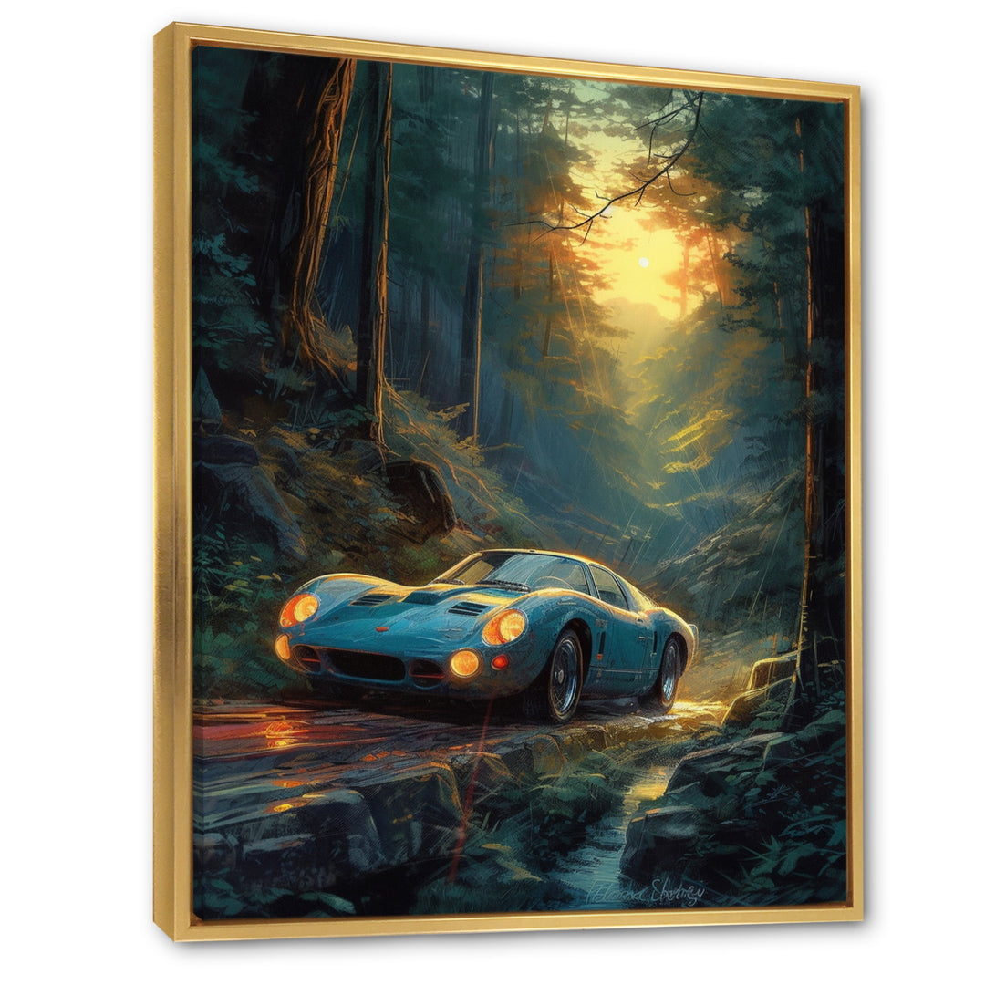 Forest Drives In Classic Car I - Car Vintage Canvas Wall Art
