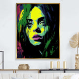 Popart Emerald Eilish Portrait - Abstract Canvas Wall Art