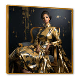 Glamorous Sparkling Gold African American Woman Portrait - Abstract Canvas Wall Art