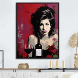 Popart Portrait Winehouse In Wine I - Abstract Canvas Wall Art