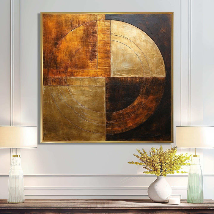 Bronze Brilliance Symetry - Abstract Canvas Wall Art