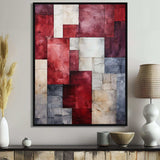 Maroon Mosaics Abstract Shapes - Abstract Canvas Wall Art