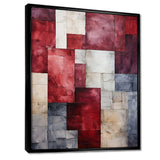 Maroon Mosaics Abstract Shapes - Abstract Canvas Wall Art