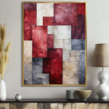 Maroon Mosaics Abstract Shapes - Abstract Canvas Wall Art