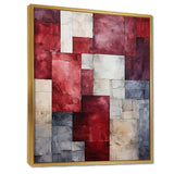 Maroon Mosaics Abstract Shapes - Abstract Canvas Wall Art