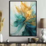 Gold And Teal Aurora Harmony - Abstract Canvas Wall Art