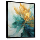 Gold And Teal Aurora Harmony - Abstract Canvas Wall Art