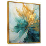 Gold And Teal Aurora Harmony - Abstract Canvas Wall Art