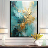 Gold And Teal Aurora Harmony II - Abstract Canvas Wall Art