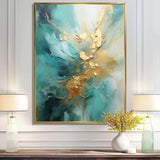 Gold And Teal Aurora Harmony II - Abstract Canvas Wall Art