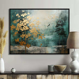 Golden Emerald Forest - Abstract Canvas Wall Art