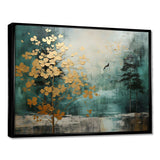 Golden Emerald Forest - Abstract Canvas Wall Art