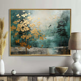 Golden Emerald Forest - Abstract Canvas Wall Art